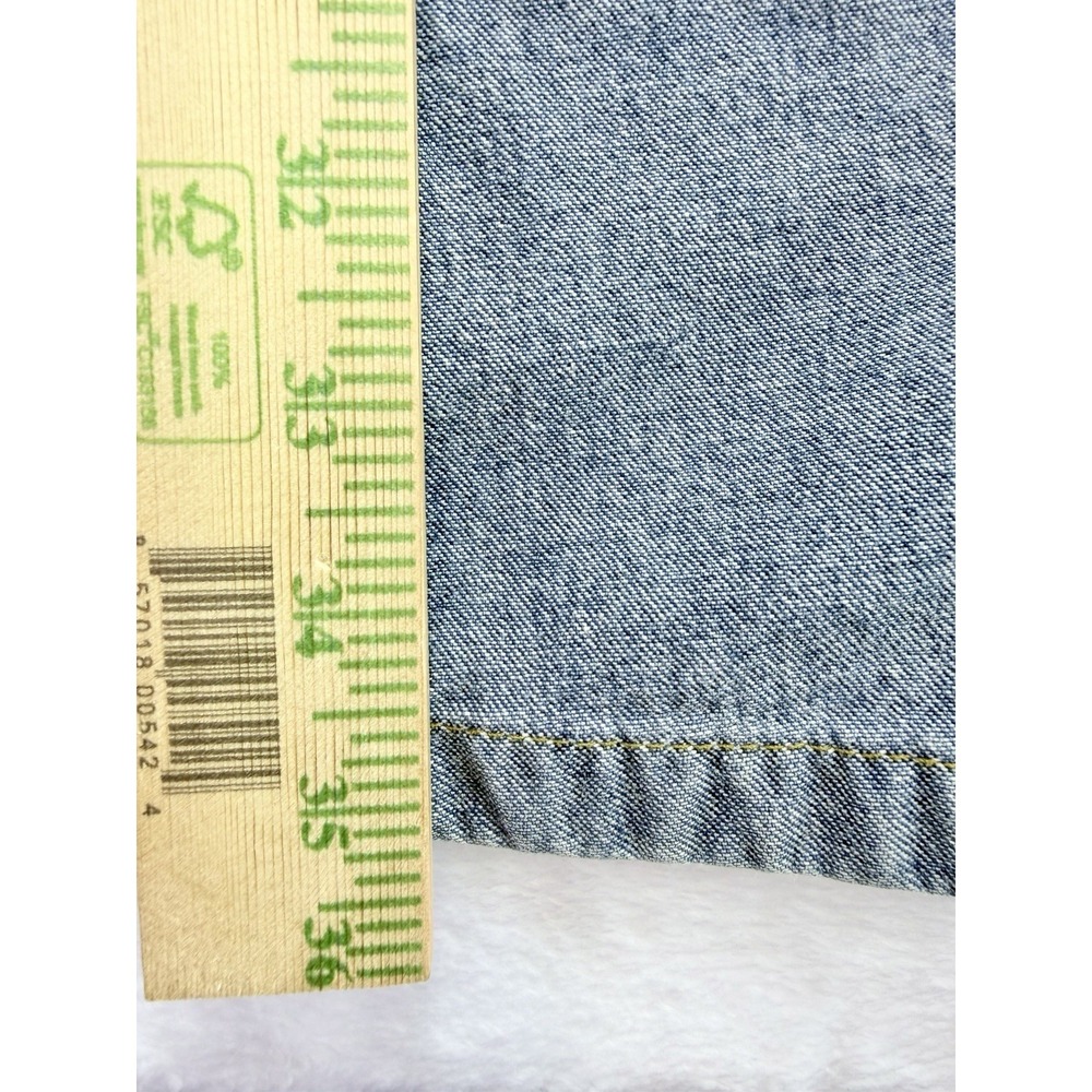Me and You Vintage 90s Patchwork Denim Maxi Skirt L Boho Raw Hem Multi Wash Blue - Picture 5 of 6